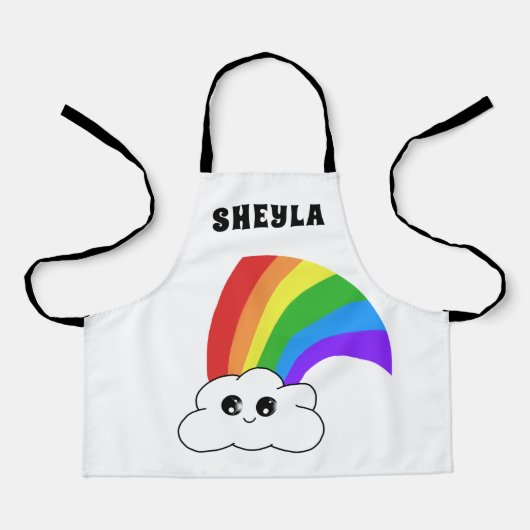 Naam van het Kind Kawaii Cloud en Rainbow Schort (Voorkant)