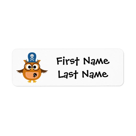 Naam van het kind Labels met Pirate Uil te persona (Voorkant)