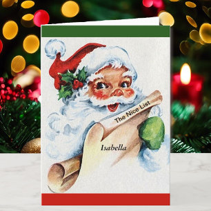 Naam van het kind op de persoonlijke Nice List van Feestdagen Kaart