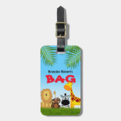 Naam van het kind | Safari Animals Reis Bagagelabel (Voorkant verticaal)