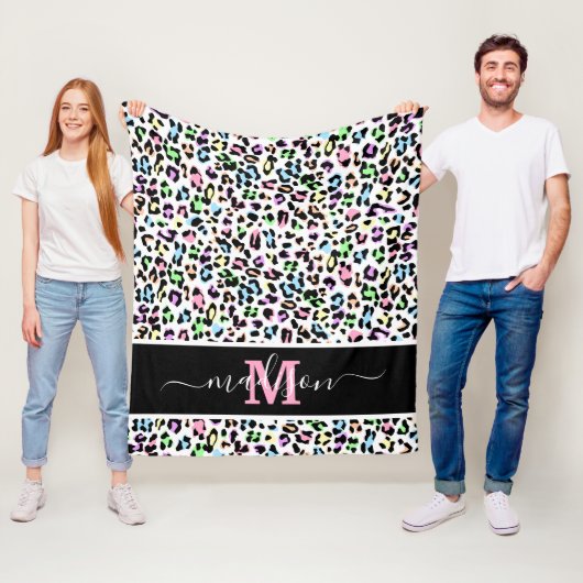 Naam van het Leopard-monogram van het dier Fleece Deken (In situ)