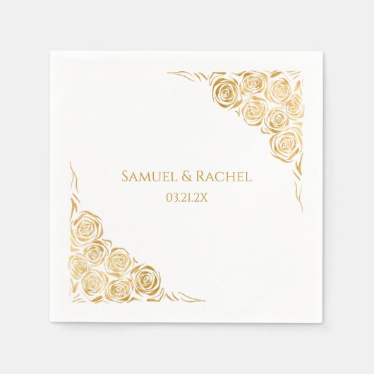 Naam van het paar Datum Hand getrokken Gouden Roze Servet (Voorkant)