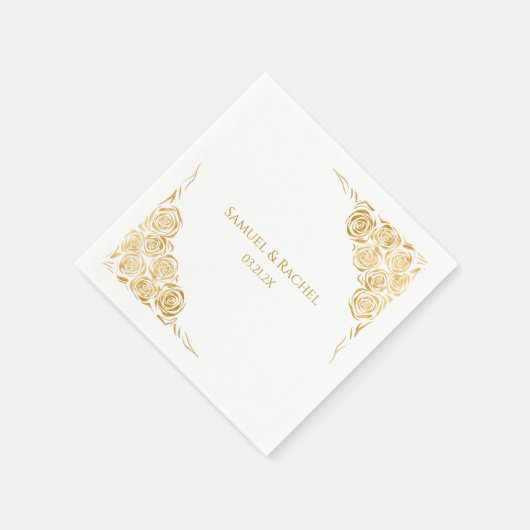 Naam van het paar Datum Hand getrokken Gouden Roze Servet (Hoek)