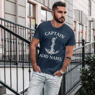  naam van kapitein Nautical Anchor Rope T-shirt