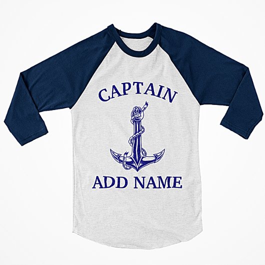  naam van kapitein Nautical Anchor Rope T-shirt