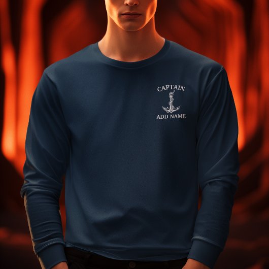 naam van kapitein Nautical Anchor Rope T-shirt