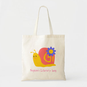 Naam van kind schattige bibliotheek van nagels tote bag