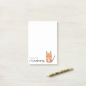 Naam van leuke oranje cartoon kat post-it® notes (Op bureau)