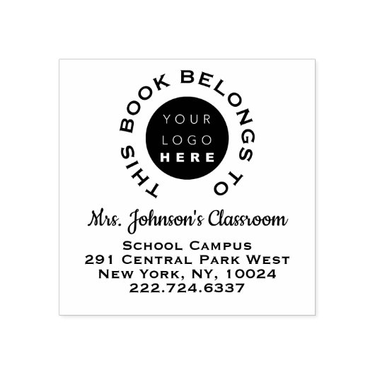 Naam van Logo voor leerlingboeklabel Rubberstempel (Afrduk)
