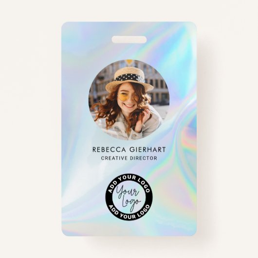 Naam van medewerker van Business Logo Foto-ID Badge (Voorkant)