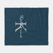 Naam van modern marineblauw grafisch script fleece deken (Voorkant (Horizontaal))