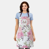 Naam van modern Waterverf Floral Gold Monogram Schort (Gedragen)