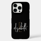 Naam van modern zwart goudmonogram Case-Mate iPhone case (Achterkant)