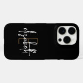 Naam van modern zwart goudmonogram Case-Mate iPhone case (Achterkant (horizontaal))