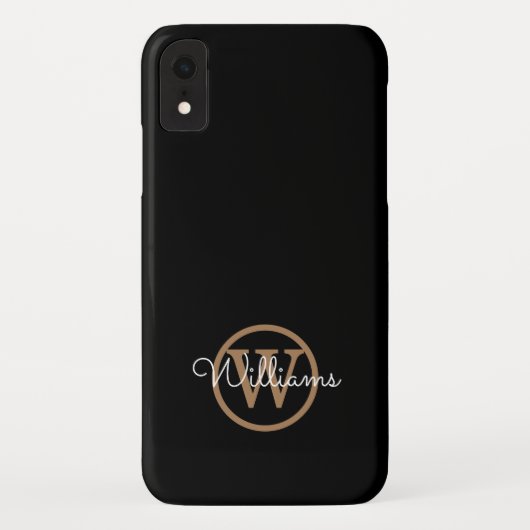 Naam van modern zwart-wit monogram Case-Mate iPhone case (Achterkant)