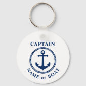 Naam van zee-ankerkapitein of Boat-foto-terug-wit Sleutelhanger (Voorkant)
