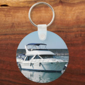 Naam van zee-ankerkapitein of Boat-foto-terug-wit Sleutelhanger (Achterkant)