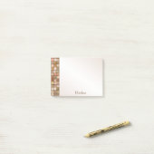 Naam - Variegated Brown Decorative Tegel Pattern Post-it® Notes (Op bureau)