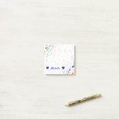 Naam + Veel kleurrijke Muzieknoten en notities van Post-it® Notes (Op bureau)