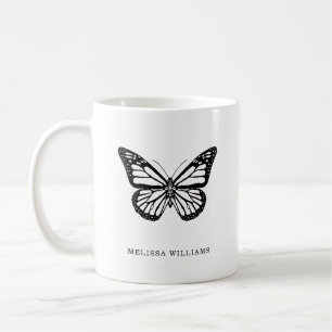 Naam Vlinder Zwart en Wit Koffiemok