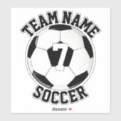 Naam voetbalteam en afspeelnummer Aangepaste poort Sticker (Vel)