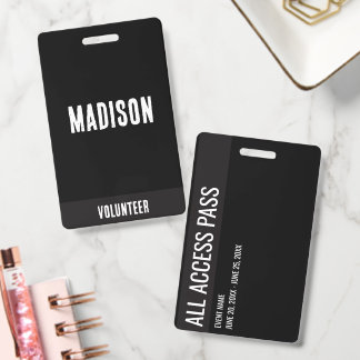 Naam vrijwilliger All Access Pass-evenement grijs  Badge