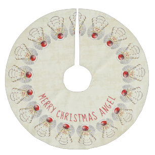 Naam: Vrolijk kerstfeest Filigree Angel Red/Cream Kerstboom Rok