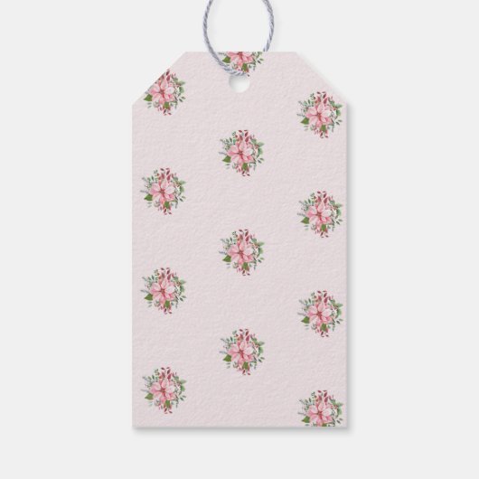 Naam, Vrolijk Kerstmis Roze Poinsettia Bloem 10 Cadeaulabel (Achterkant)