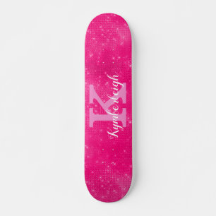 Naam warm roze glam Diamond Sparkle Monogram Skateboard