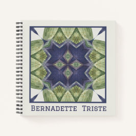 Naam Waterverf Abstract Geometric Pattern Blue Notitieboek