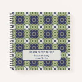 Naam Waterverf Abstract vierkant Geometric Blue Notitieboek