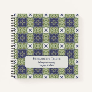 Naam Waterverf Abstract vierkant Geometric Blue Notitieboek