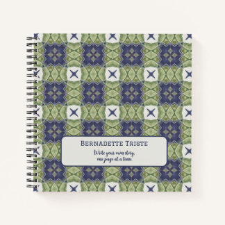 Naam Waterverf Abstract vierkant Geometric Blue Notitieboek