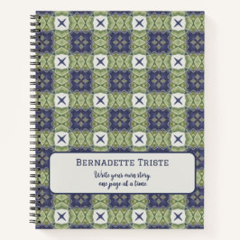 Naam Waterverf Abstract vierkant Geometric Blue Notitieboek