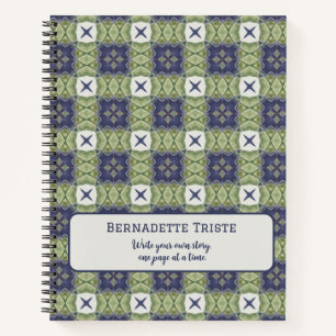 Naam Waterverf Abstract vierkant Geometric Blue Notitieboek