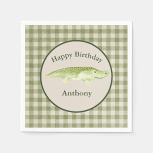 Naam Waterverf Cute Alligator Birthday Servet