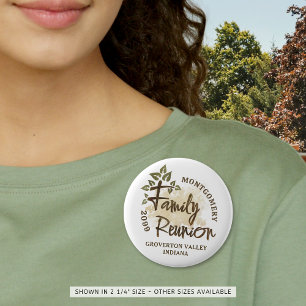 Naam waterverf Family Reunion Script Tree Ronde Button 5,7 Cm