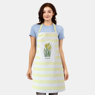 Naam Waterverf Gele affodils Witte Stripes Schort
