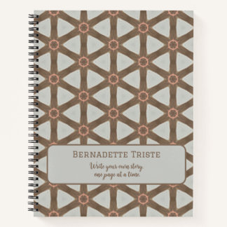 Naam Waterverf Geometric Pinwheels Pattern Brown Notitieboek
