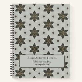 Naam Waterverf Geometric Star Pattern Grey Brown Notitieboek