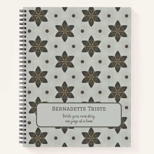 Naam Waterverf Geometric Star Pattern Grey Brown Notitieboek (Voorkant)