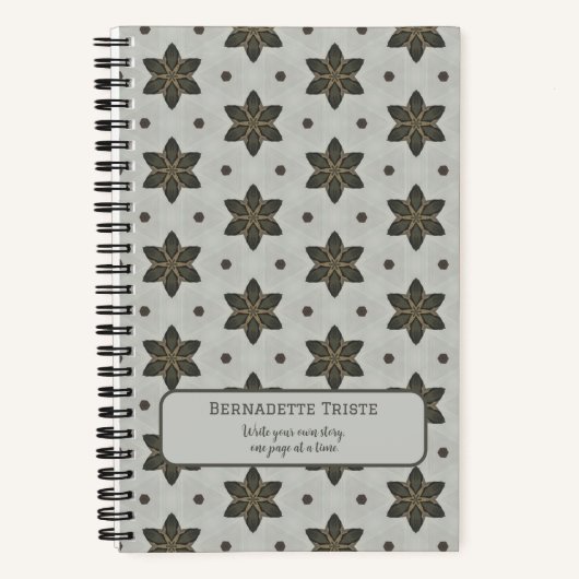 Naam Waterverf Geometric Star Pattern Grey Brown Notitieboek (Voorkant)
