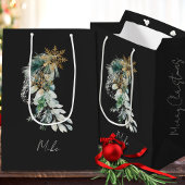 Naam Waterverf Modern Foliage Merry Christmas Medium Cadeauzakje