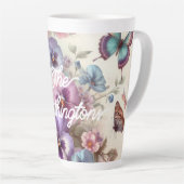 Naam Waterverf  Pansies Flowers Pastels Latte Mok (Rechterhoek)