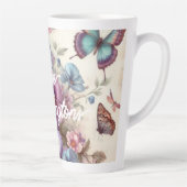 Naam Waterverf  Pansies Flowers Pastels Latte Mok (Rechts)