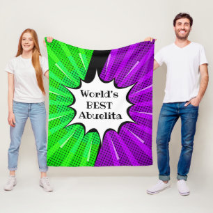Naam wereld beste Abuelita groene Paarse komiek Fleece Deken