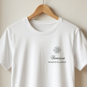 Naam Werknemer Bedrijfslogo Zwart Script Make-up T-shirt