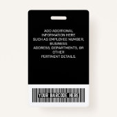 Naam werknemer Titel Barcode Logo Black Geo ID Badge (Achterkant)