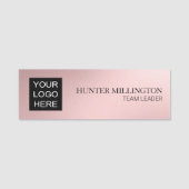 Naam werknemer Titel Logo Metallic Blush Pink Naamplaatje (Voorkant)