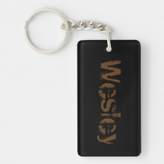Naam Wesley Distress Sleutelhanger — Zwart/bruin